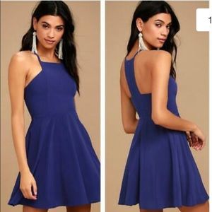 NEW Lulu's  Royal Blue Skater Dress M sleeveles